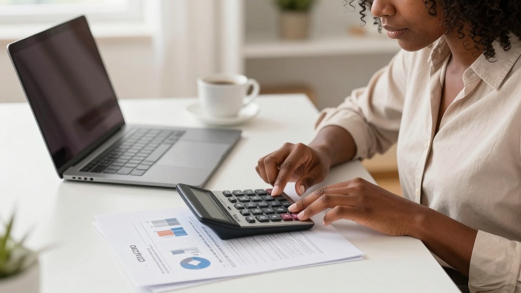 Woman calculating loan interest and terms