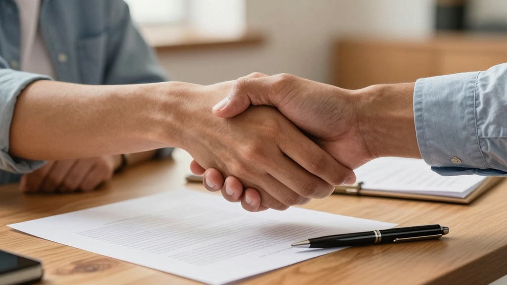 Promissory note agreement: handshake over signed document