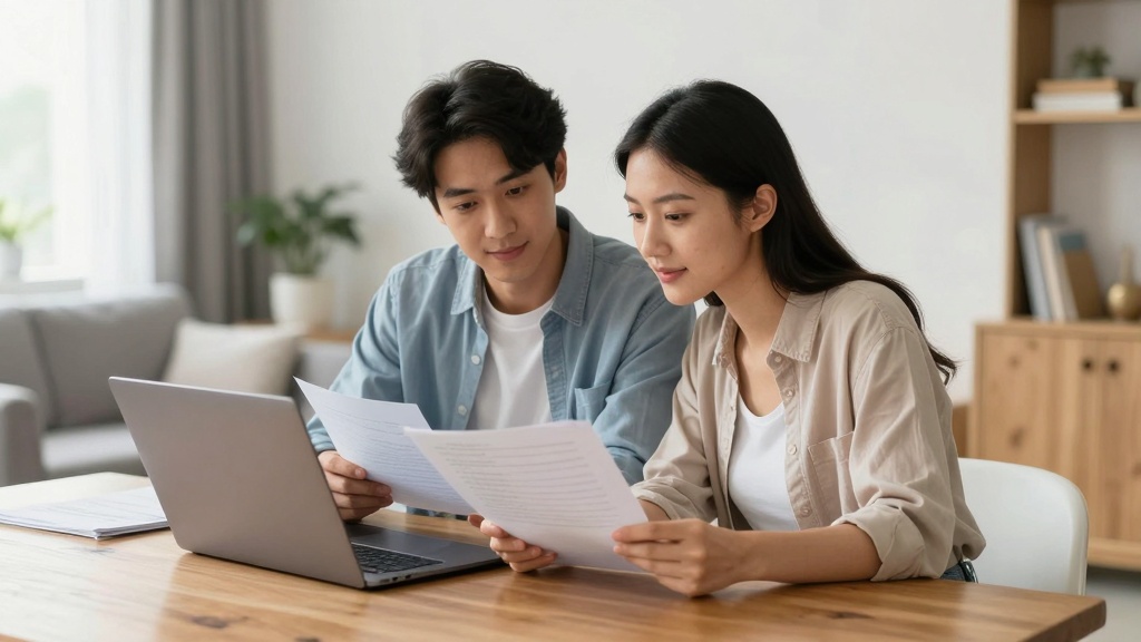 Rent application: couple reviewing rental forms