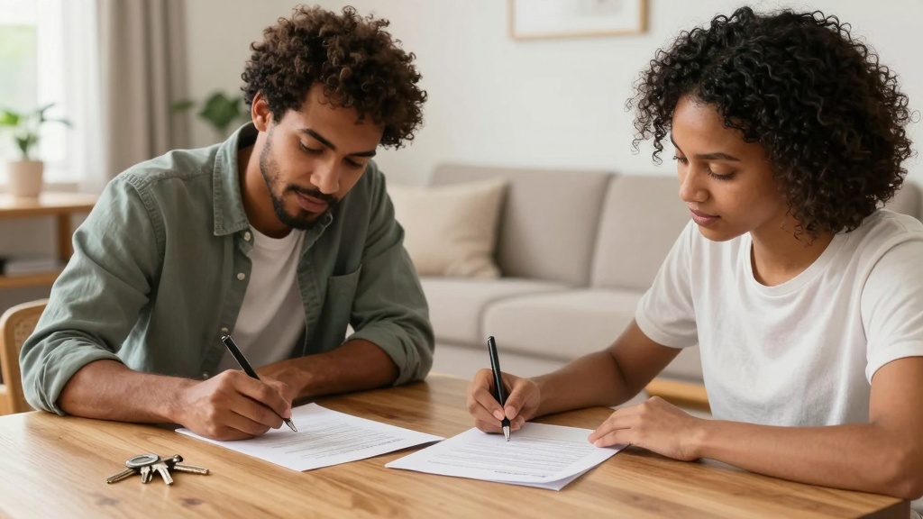 Rent to own lease agreement: couple signing contract