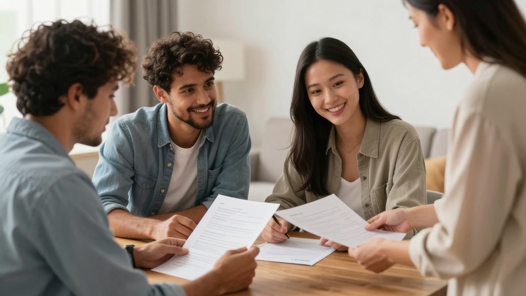Rental verification: couple reviewing application documents