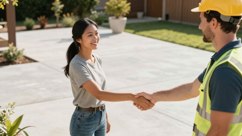 Project completion: homeowners satisfied with finished concrete work