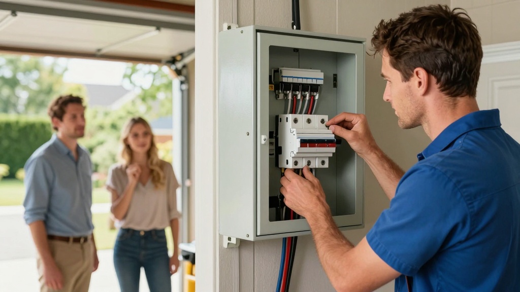 Electrical work completion: contractor finishing installation