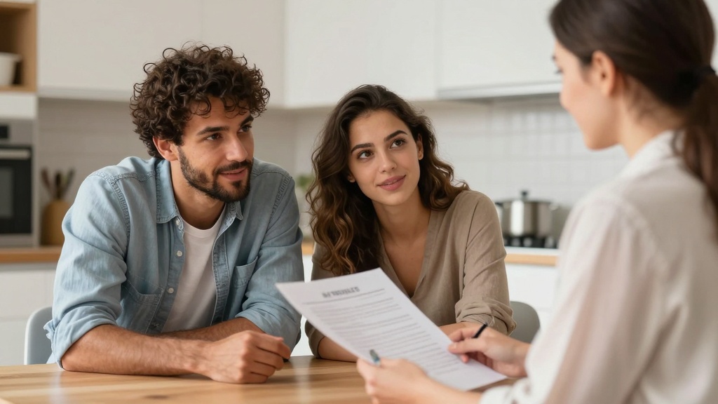 Residential lease: couple reviewing rental agreement