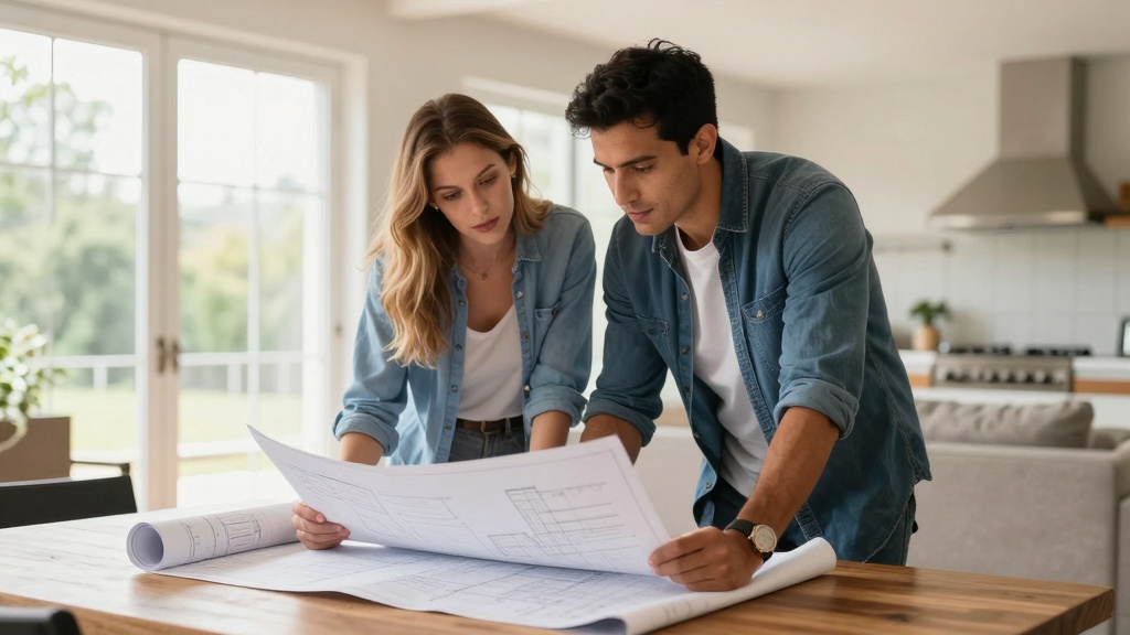 Homeowners reviewing construction contract documents