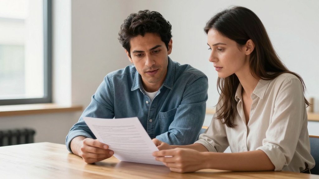 Service agreement: two people reviewing a contract