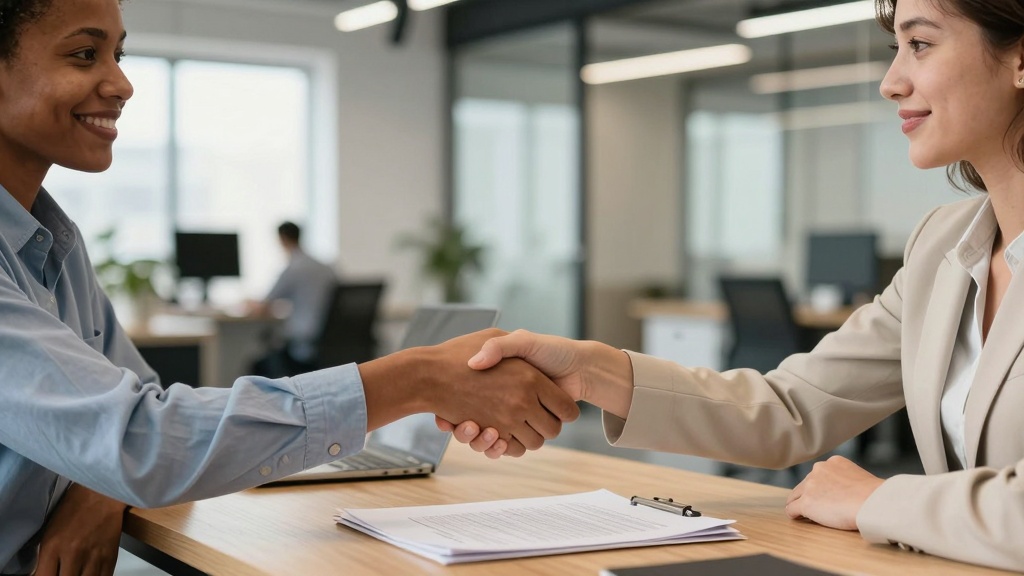 Service contract agreement: professionals finalizing a deal