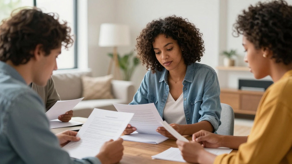 Simple tenancy agreement: people reviewing rental documents