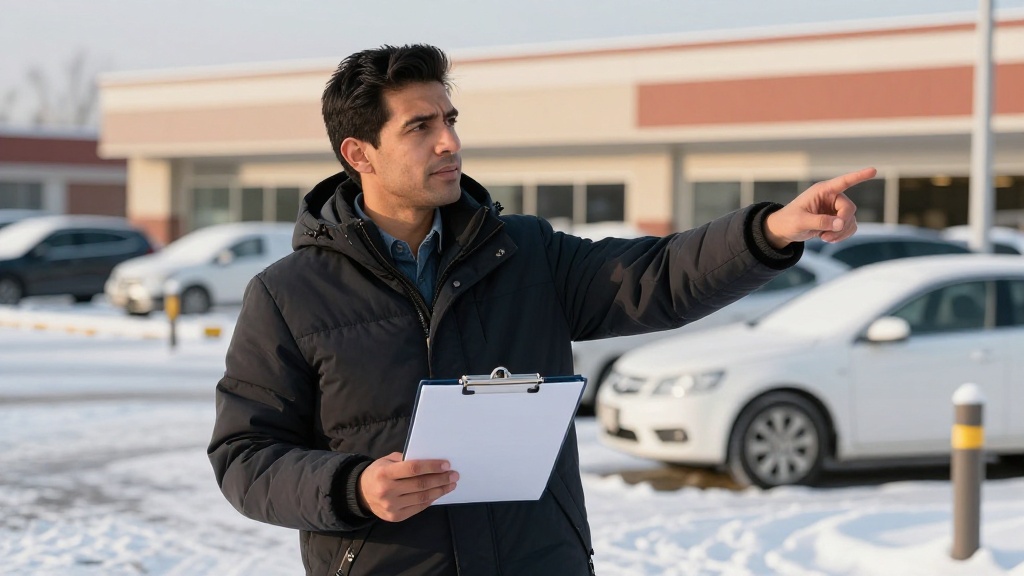 Snow removal contract: property owner reviewing service area