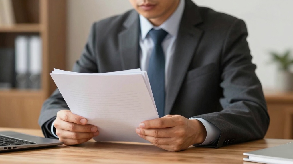Landlord reviewing eviction documents