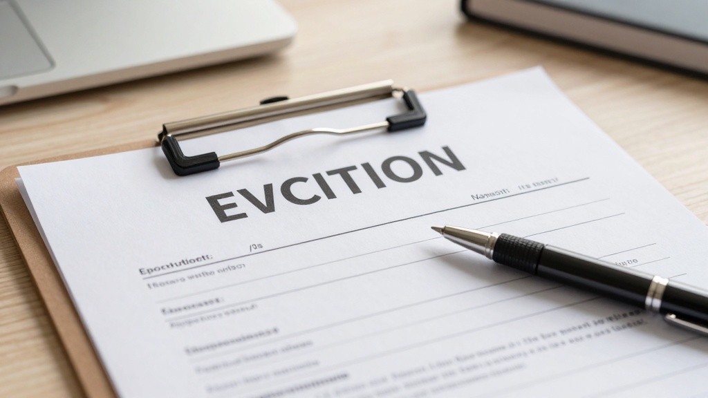 Eviction notice form ready for signing