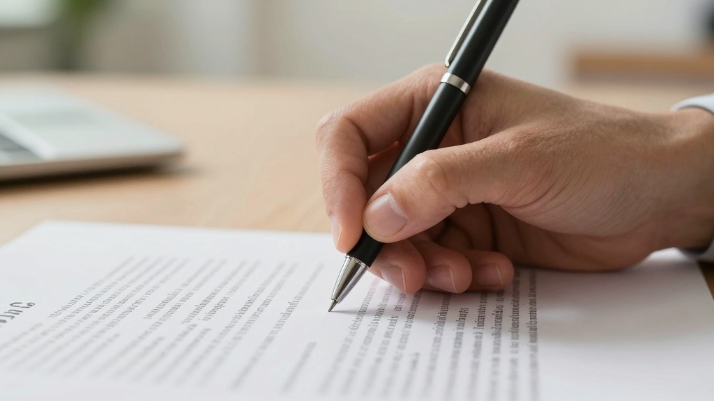 Hand signing a legal promissory note document