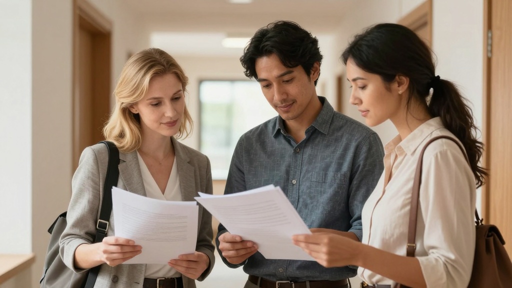 Landlord and applicants reviewing documents