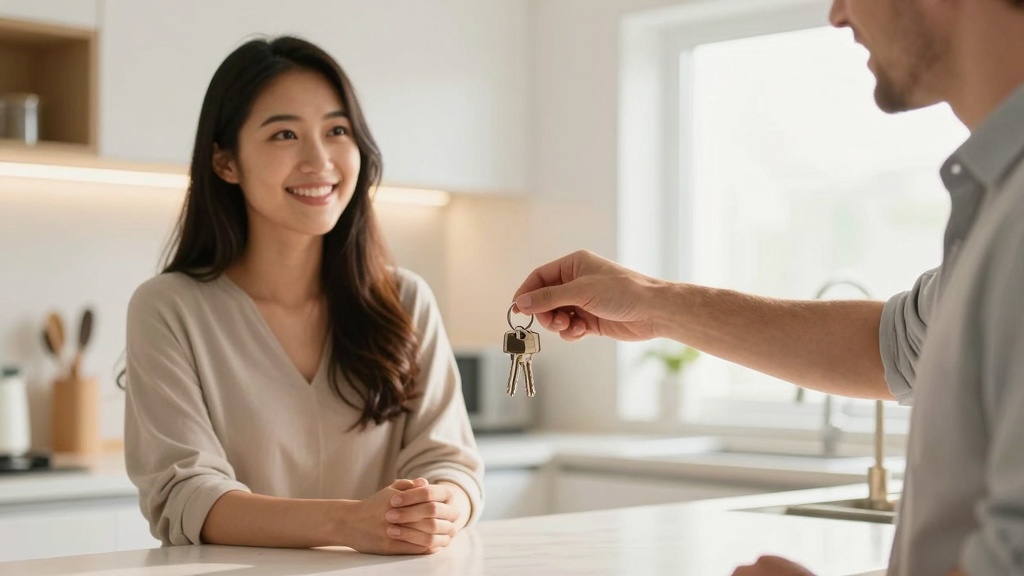 Landlord handing keys to new tenant