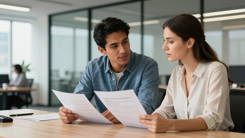 Triple net lease: business partners reviewing commercial agreement