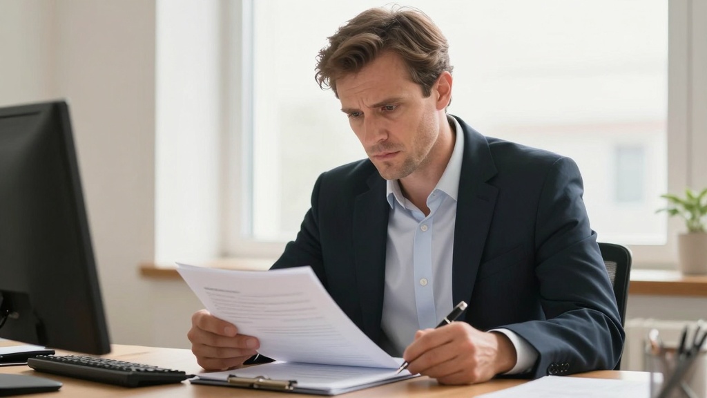 Landlord reviewing eviction notice documents